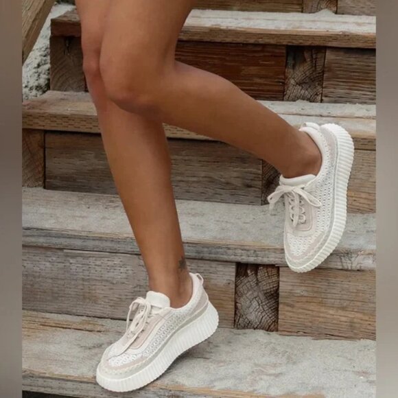 Dolce Vita Shoes - Dolce Vita X Satorisan Cream Knit Lace-Up Sneakers Size 7.5